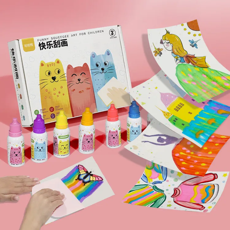 双面款刮画 彩虹刮画点彩刮画纸diy儿童手工趣味刮刮画益智玩具