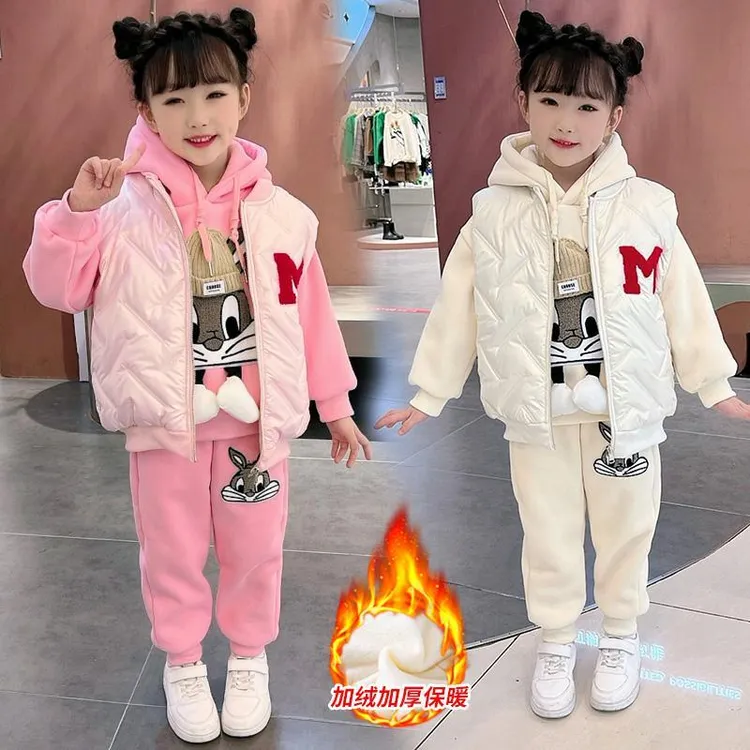 女童三件套2025新款高能感套装儿童秋冬季两件套中大童冬装套装