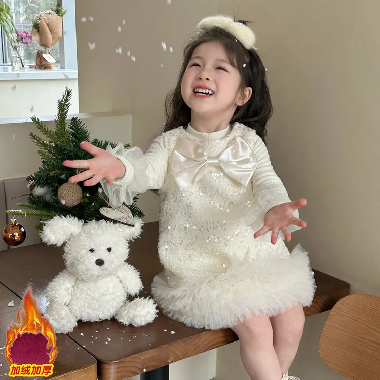 女童连衣裙春款2025新款洋气儿童小香风套装小女孩秋冬装背心裙子