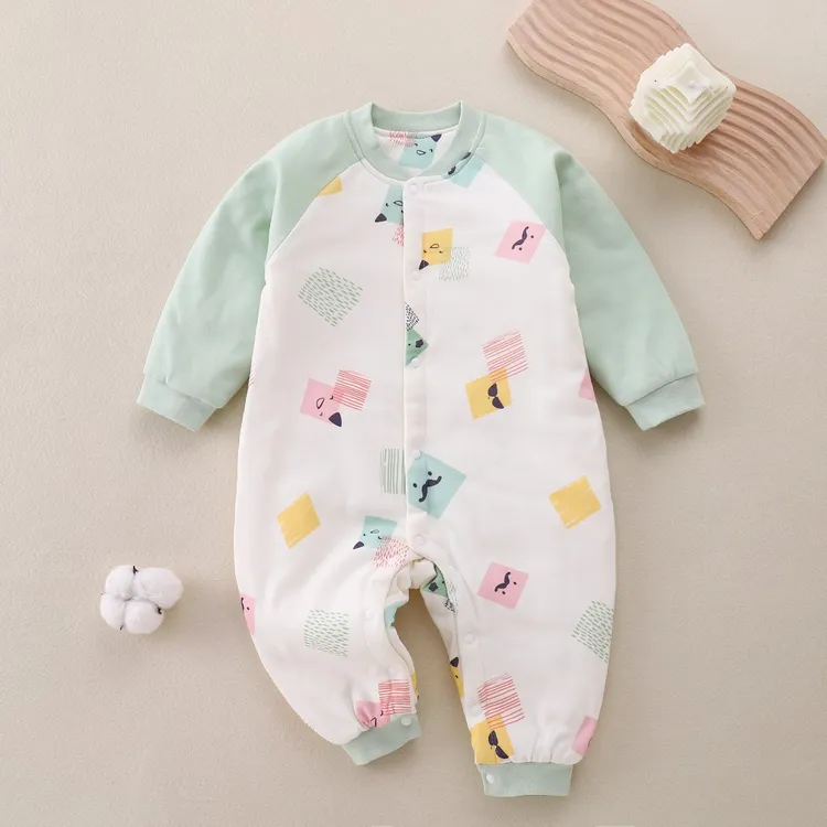【新品恒温棉】婴幼儿【恒温棉】60克宝宝抗菌保暖印花纯棉闭档哈衣
