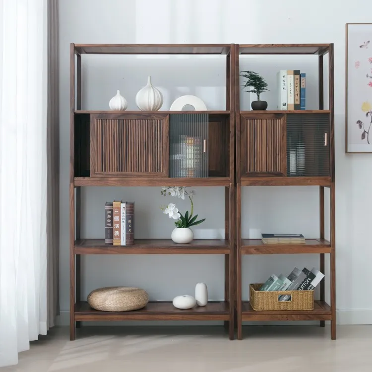 胡桃木博古架实木中式茶柜茶具置物架茶架子茶叶展示柜书柜书架子