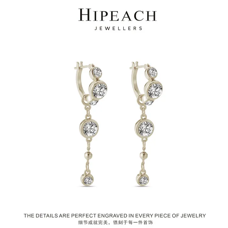 铜合金合成锆石耳饰 镀K金 ♠天天♠仙女之泪耳环HTYH0005