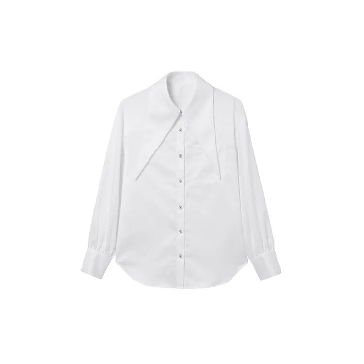 L110 长袖白色休闲衬衣 鸟撤柜女装 一线品牌 剪牌青仓