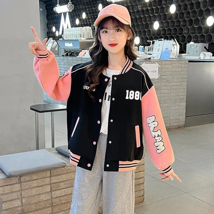 棒球服女童春装2025新款爆款6-12岁洋气中大童时尚休闲夹克童装潮