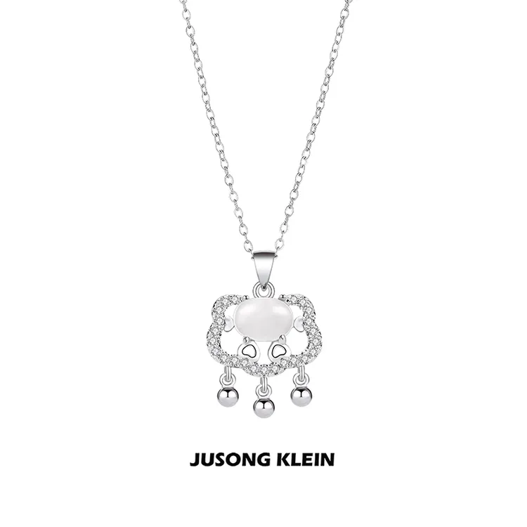 Jusong klein 钛钢项链 平安锁项链轻奢时尚小众简约长命锁锁骨链商品图