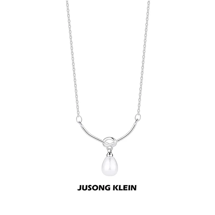 Jusong klein 钛钢项链 绳结水滴项链女轻奢小众设计精致锁骨链