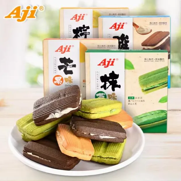 AJI巧克力夹心曲奇饼干抹茶柠檬酸奶休闲网红好吃办公室零食3盒