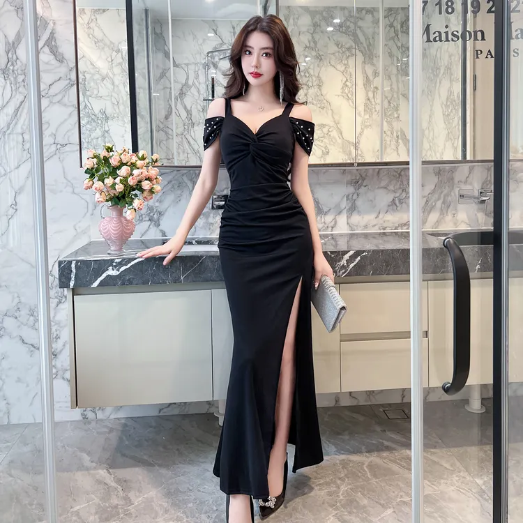 夜总店性感吊带连衣裙高级感晚礼服spa夜场柔式沐足浴技师工作服