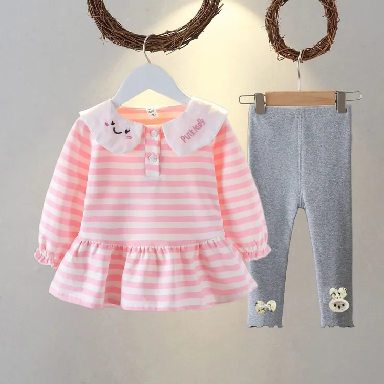 长袖宝宝套装女童连衣裙春秋装1岁女宝宝2公主裙3可爱裙子两件套6