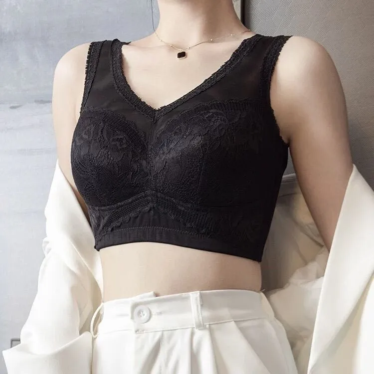 大胸显小胸内衣女全罩杯薄款缩胸美背收副乳无钢圈背心式大码文胸