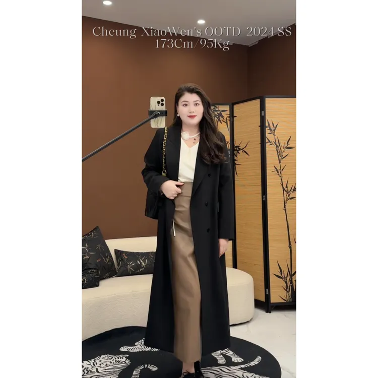 【小稳精选】高个子大码长款西装风衣外套女韩版胖mm高级感过膝大衣