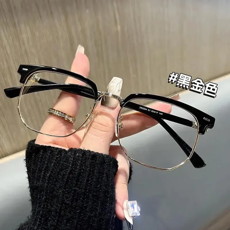原版的复古半框近视眼镜防蓝光回头率超级高素颜男女百搭平光镜