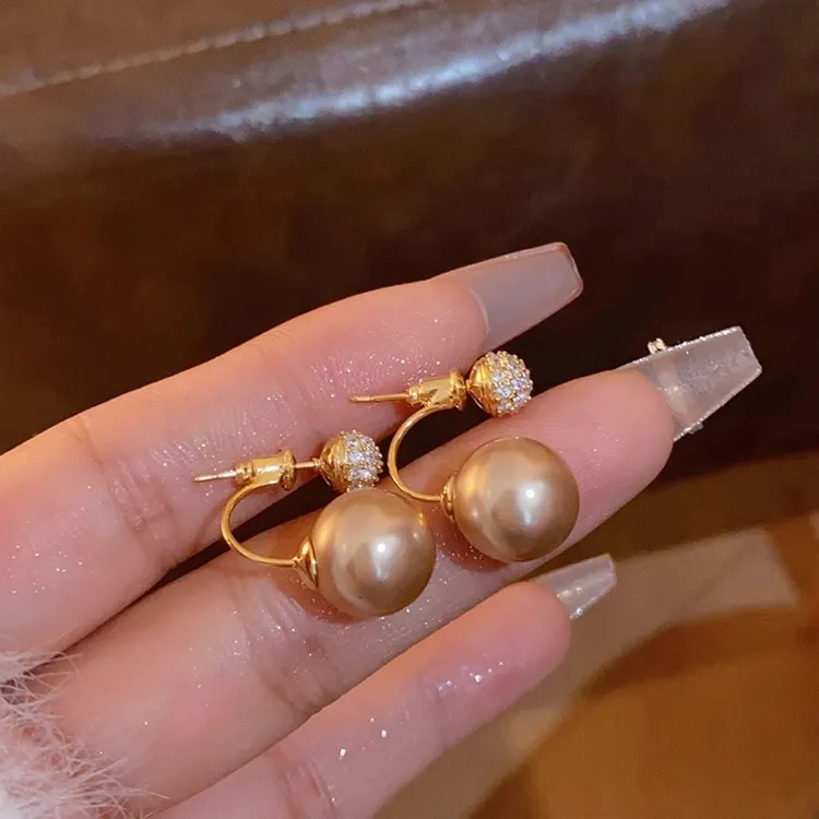 银针仿珍珠耳饰 高级感耳环爆款秋冬耳钉轻奢小众独特设计5338