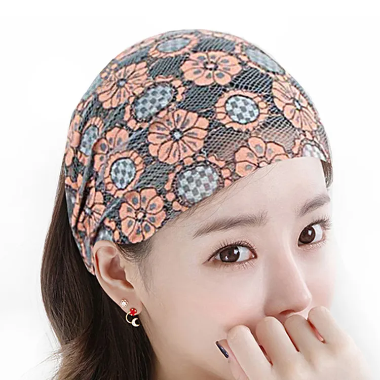 头套薄款发带透气宽边头巾女士遮盖碎发遮白发头饰洗脸蕾丝包头帽