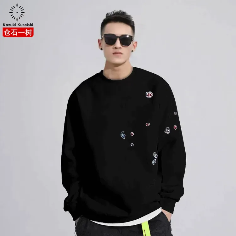 仓石一树潮牌美式圆领卫衣男秋冬2025新款宽松百搭情侣装休闲外套