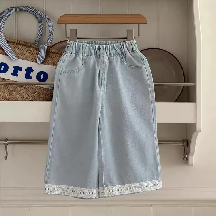 9009夏季薄款防蚊牛仔裤宽松九分牛仔裤女童休闲裤韩版夏款百搭