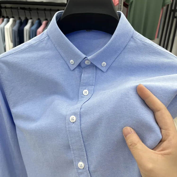 Zero Degree North100%纯棉男士长袖衬衫春秋季纯色商务休闲衬衣