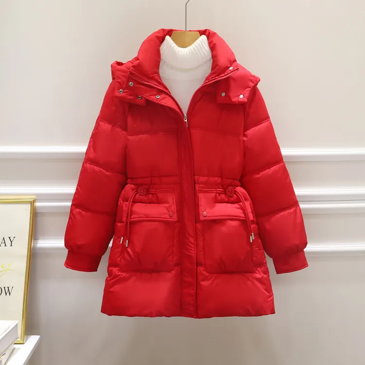 中长款棉服女2025冬新潮流时尚百搭棉衣收腰显瘦加厚连帽棉衣外套