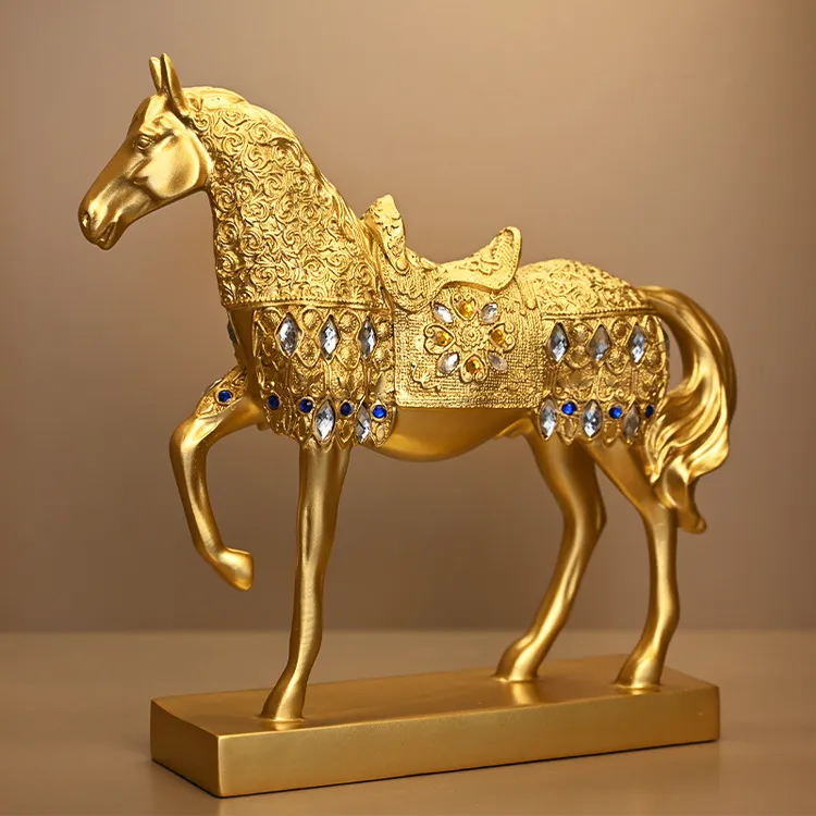 金色马到成功摆件客厅玄关装饰品办公室桌面工艺品摆设乔迁新居
