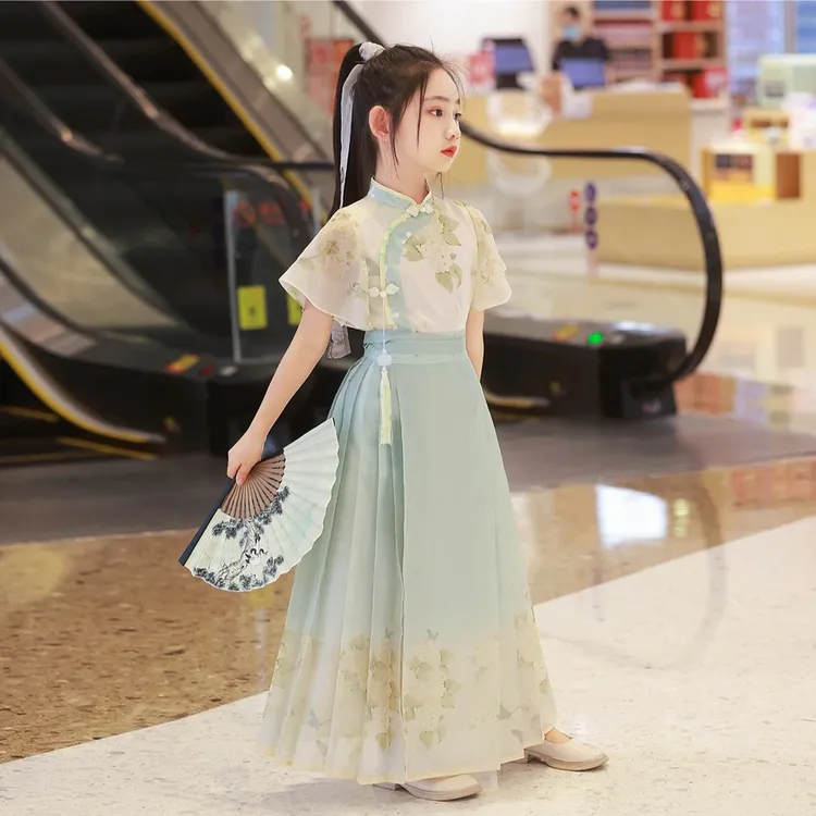 马面裙女童套装夏季2024新款女孩国风仙气古装新中式唐装儿童汉服