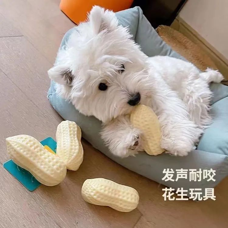 狗狗玩具耐咬磨牙奶香发声花生花生捏捏柯基解闷神器网红逗狗球