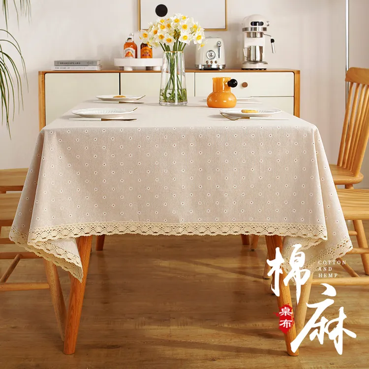 棉麻桌布日系布艺田园长方形餐茶几台布卧室客厅家用网红ins桌垫