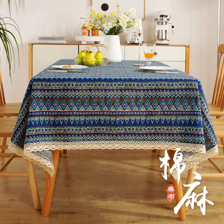 日式棉麻桌布ins风长方形复古宿舍学生书桌台布卧室网红卡通防烫