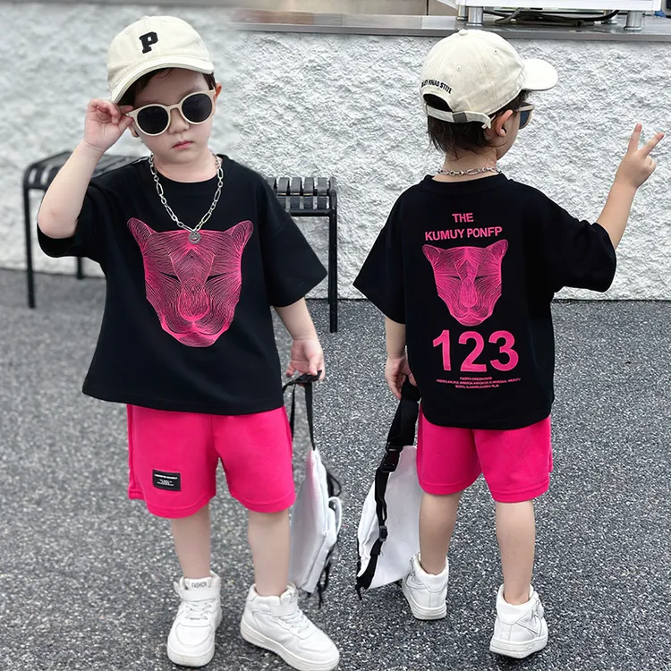 男童夏季洋气套装2025新款中小童韩版休闲时尚短裤两件套潮酷童装