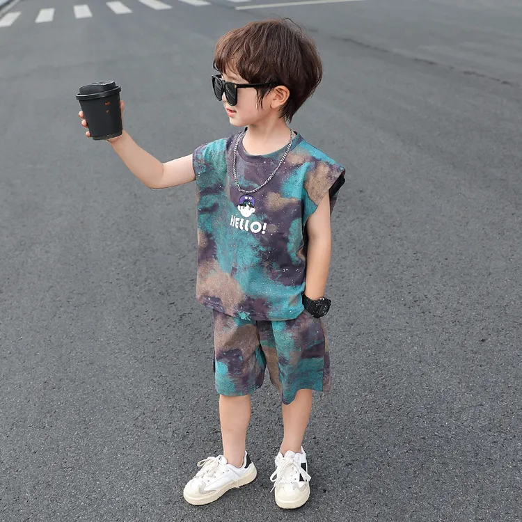 2025新款男童夏装背心套装宝宝夏款无袖衣服酷帅气儿童装夏季坎肩