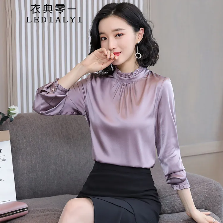 高档重磅真丝衬衫女春秋季女装新款设计感洋气桑蚕丝衬衣长袖上衣