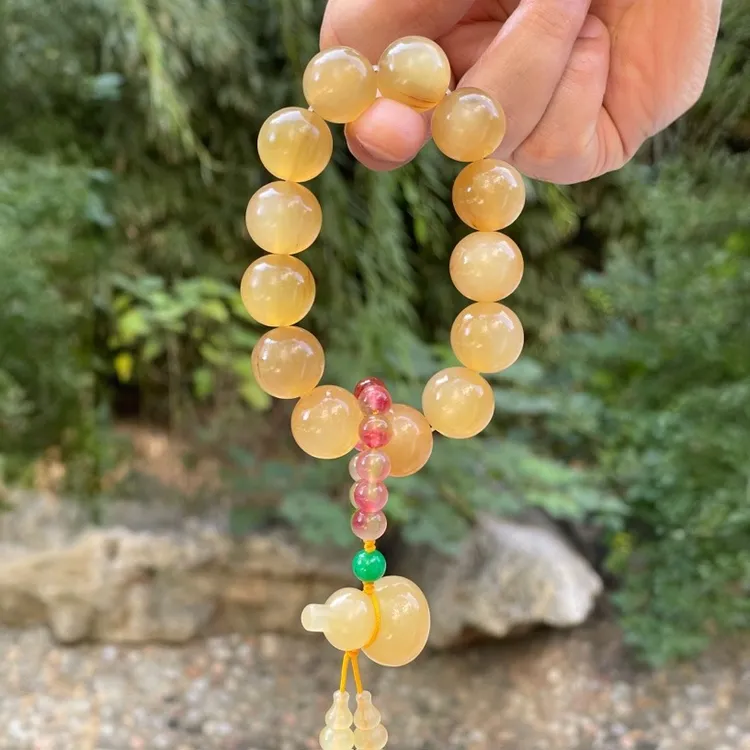 非金属皮质手链 纯天然羊角正品黄色手持老料葫芦男女款精美手串