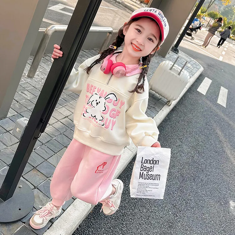 兔子字母休闲套装0651春秋女童网红洋气女孩中大童时髦秋季