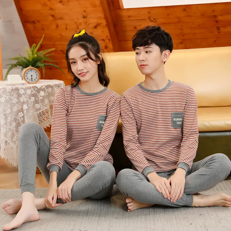 青少年秋衣秋裤套装纯棉棉毛衫中大童内衣学生线衣男女孩保暖秋冬