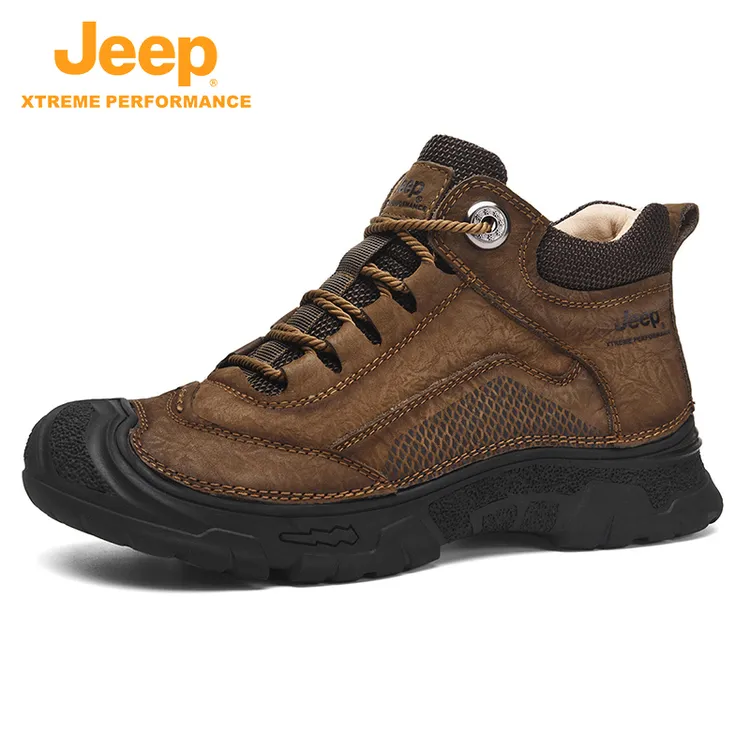 JEEP/吉普秋冬新款男士真皮厚底户外徒步厚底防滑运动休闲登山鞋 
