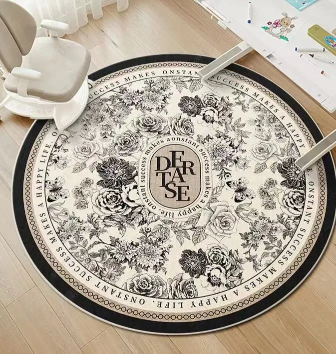 圆形地毯脚垫北欧风地垫高级感沙发茶几垫卧室书房梳妆台隔音垫子