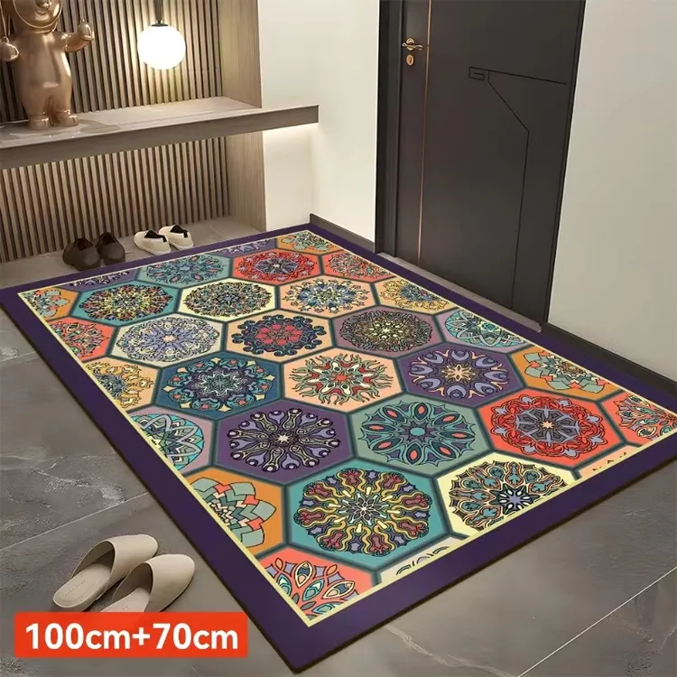 【新疆包邮】70*100cm大号入户水晶绒玄关走廊地毯地垫复古美式