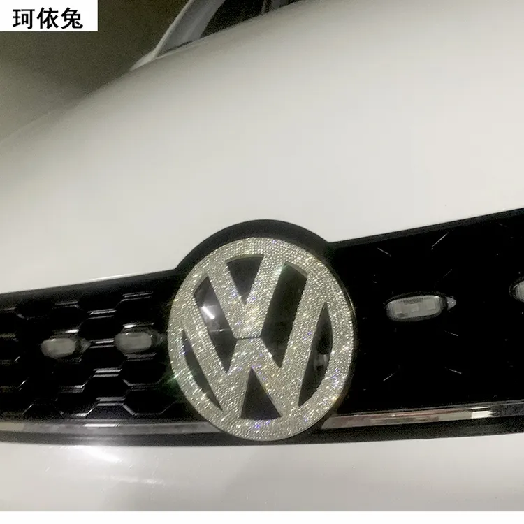 适用于大众车标钻贴高尔夫polo速腾CC探歌宝来车标水钻贴装饰钻贴