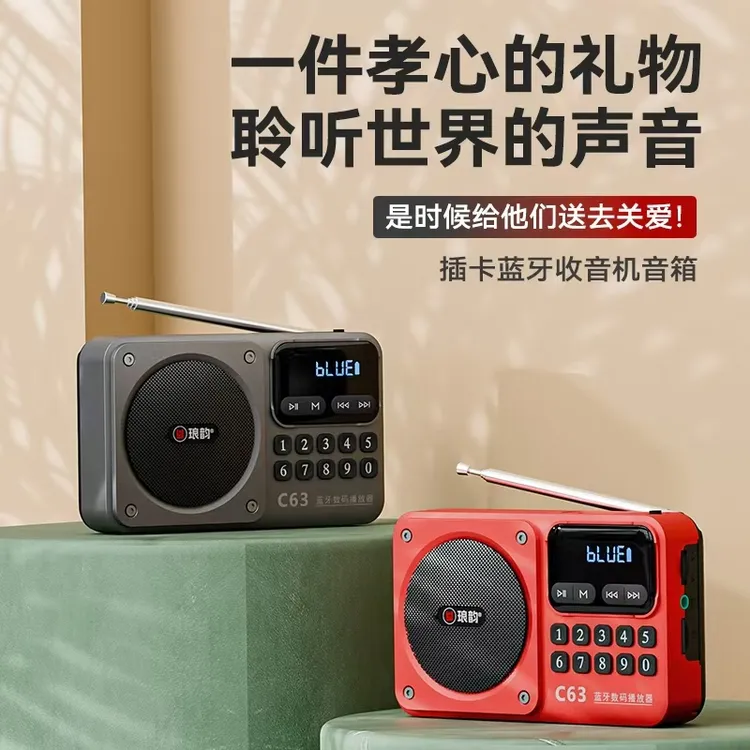 便携式收音机蓝牙音响U盘TF内存卡FM广播数字选曲内置充电电池