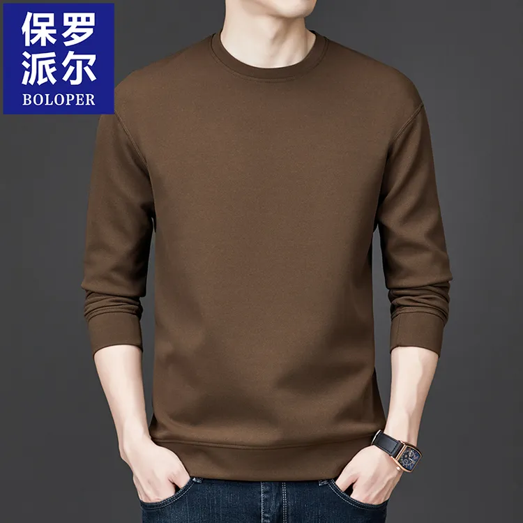 保罗时尚运动圆领卫衣男士春秋季新款宽松薄款套头长袖t恤上衣服