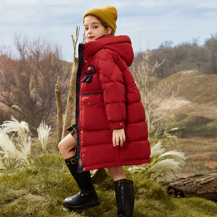 巴拉巴拉恩女童羽绒服中长款2024新款冬装儿童加厚中大童洋气外套