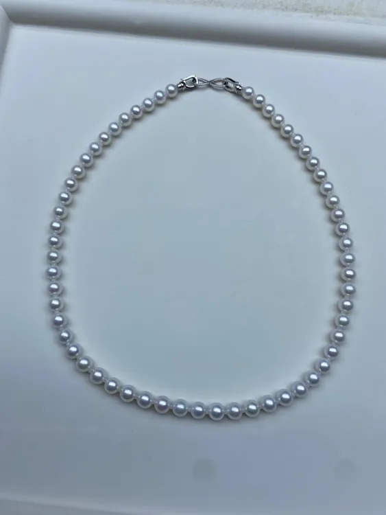 天然淡水珍珠项链白亮冷光6.5-7mm近正圆强光基本无暇s925银扣