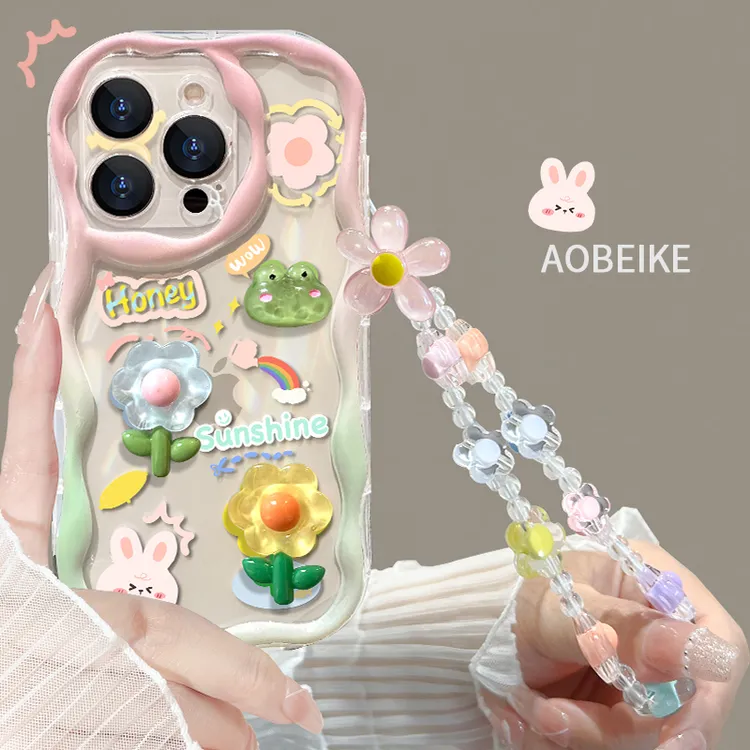 立体小青蛙花朵适用iPhone15Promax苹果14手机壳13可爱12全包女款