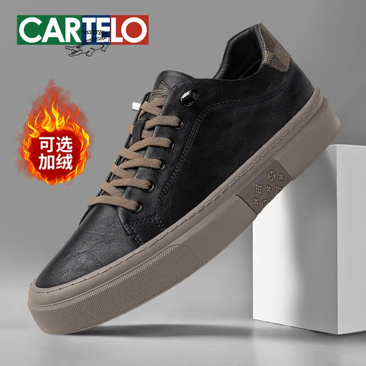 卡帝乐鳄鱼秋冬新款黑色百搭一脚蹬时尚板鞋潮流软底舒适休闲鞋男