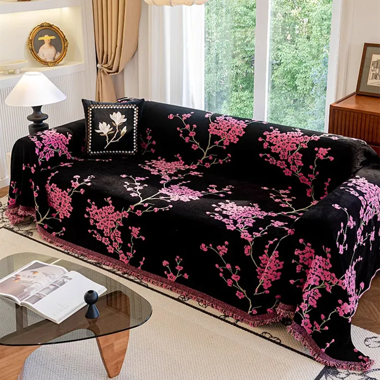 法式高级感雪尼尔沙发盖布四季通用防滑全包万能套懒人沙发套罩