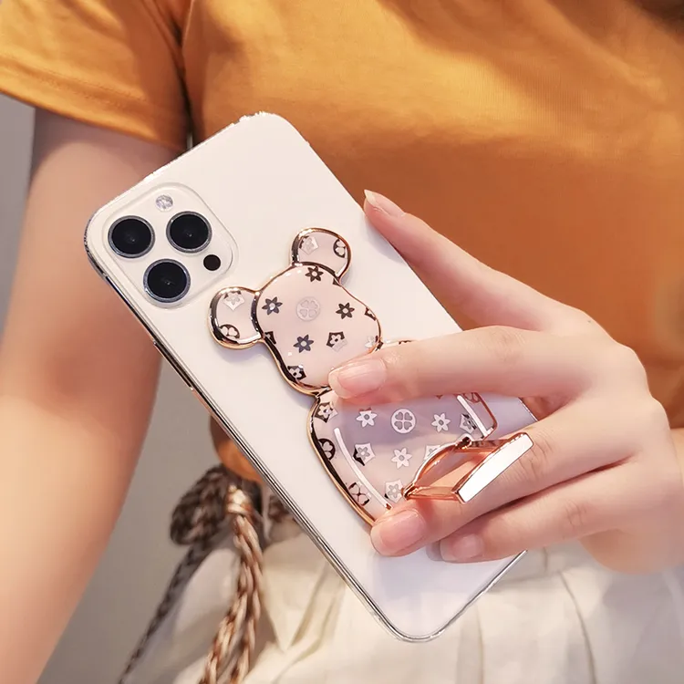 手机扣支架多功能折叠手机壳后背贴架个性创意时尚暴力熊伸缩拉环