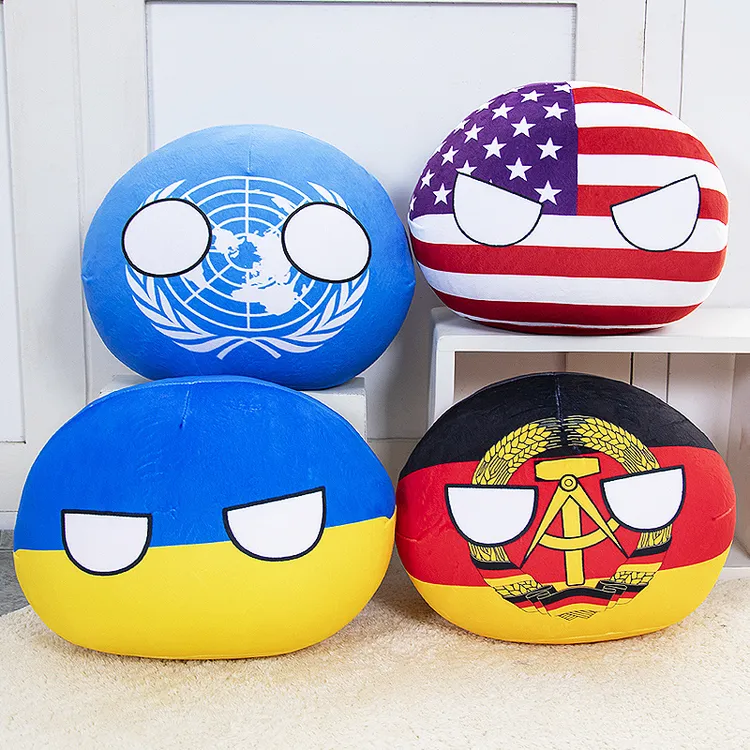 波兰球抱枕圆形团子国旗毛绒玩具公仔娃娃国家玩偶靠垫挂件暖手球