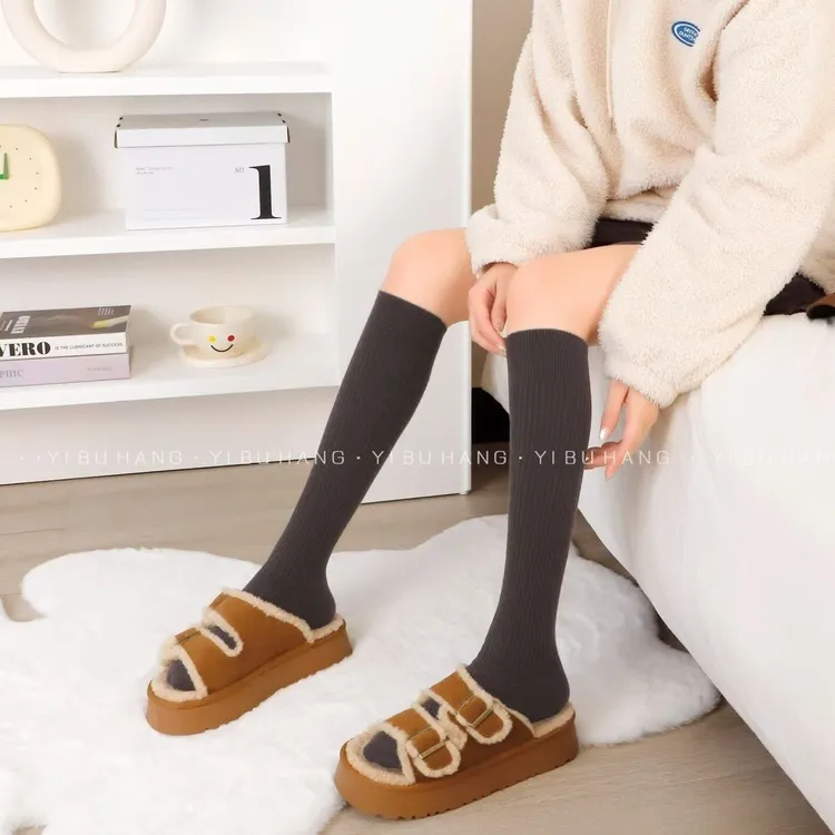 伊步航过膝长筒袜小腿袜女秋冬百搭加厚保暖羊毛压力袜显瘦大腿袜