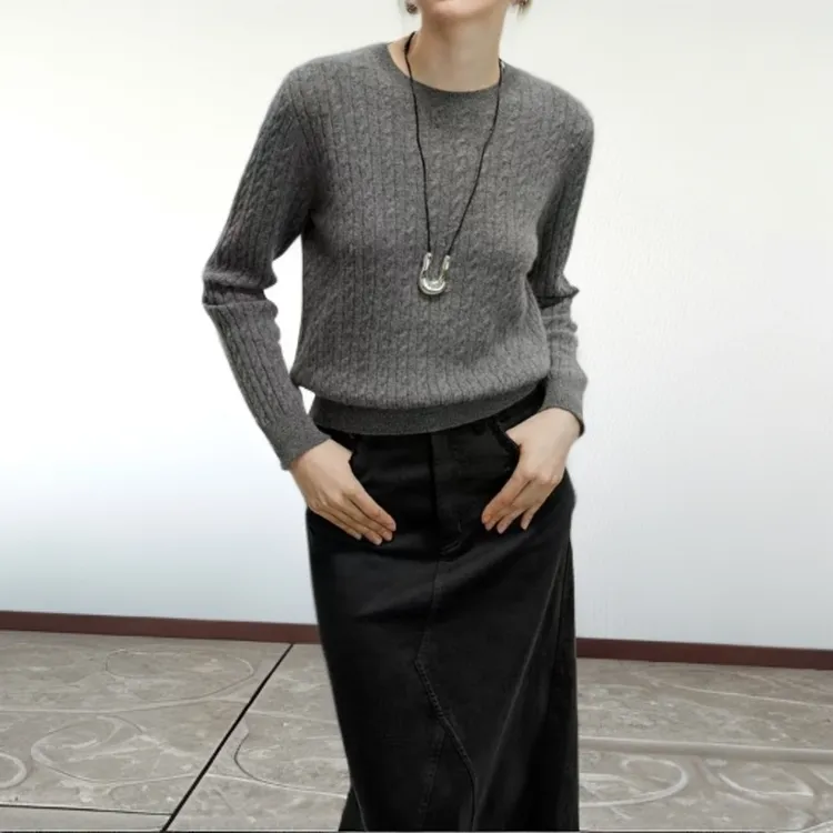 商场同款2024秋季新款韩版时尚休闲圆领套头针织衫纯色宽松上衣简