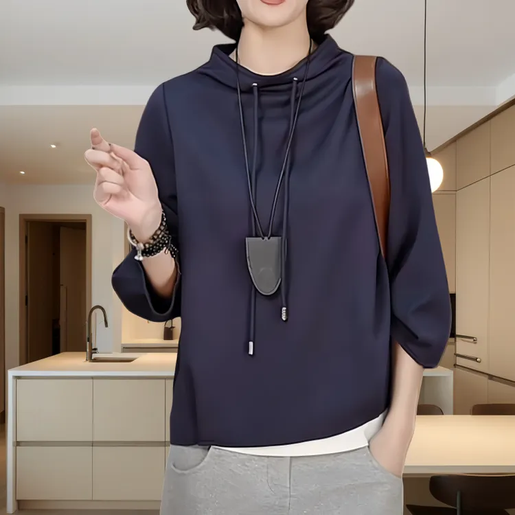 宽松显瘦百搭小立领卫衣女款爆款2025新款韩版休闲时尚纯色上衣女