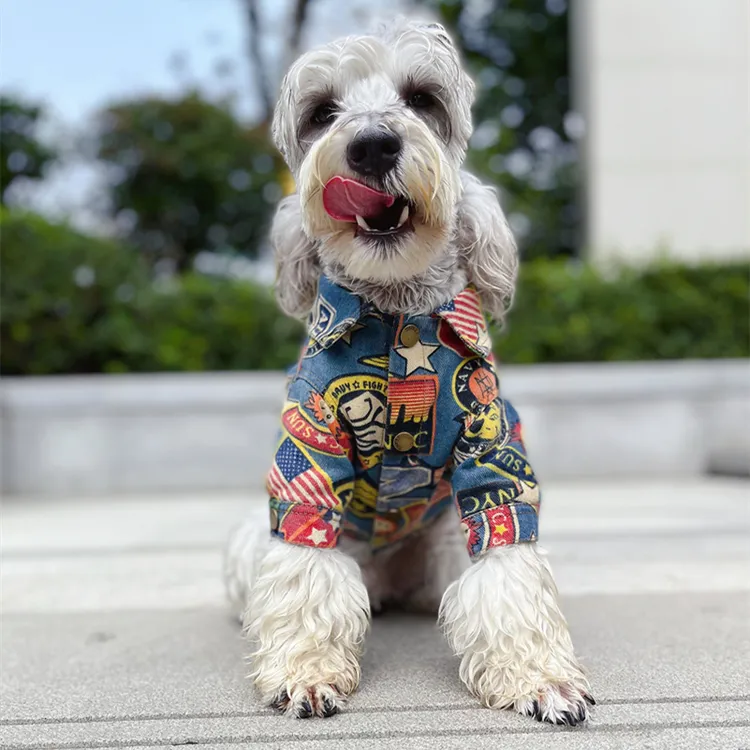 狗巴仔【巴仔原创】雪纳瑞泰迪时尚经典印花高端牛仔夹克外套定制